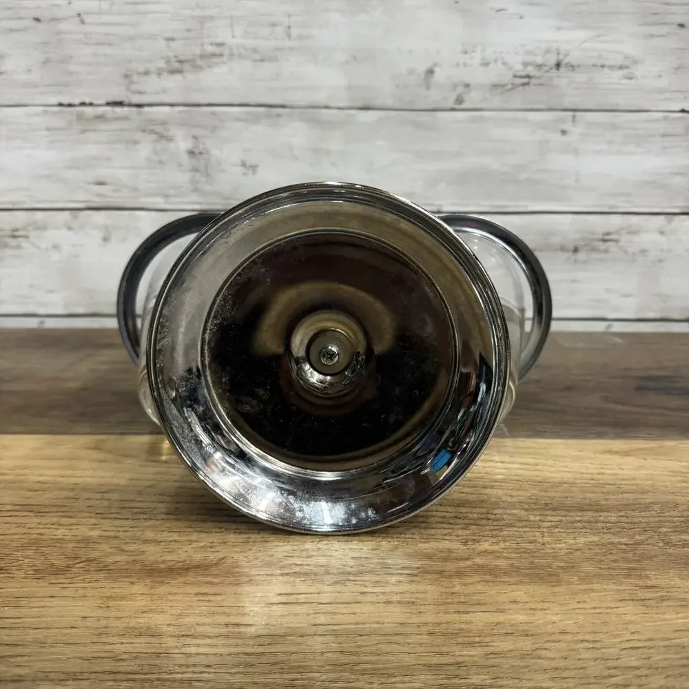 Vintage Kromex Chrome & Brass 3 Piece Condiment Caddy, Handle